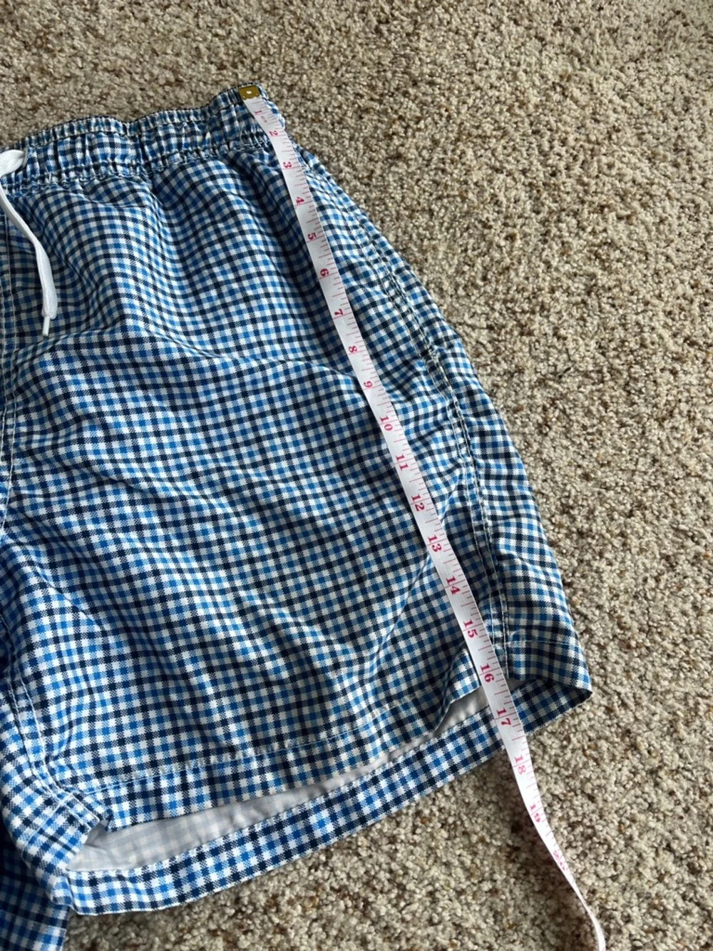 Kanu Surf Blue and White Gingham Swim Trunks